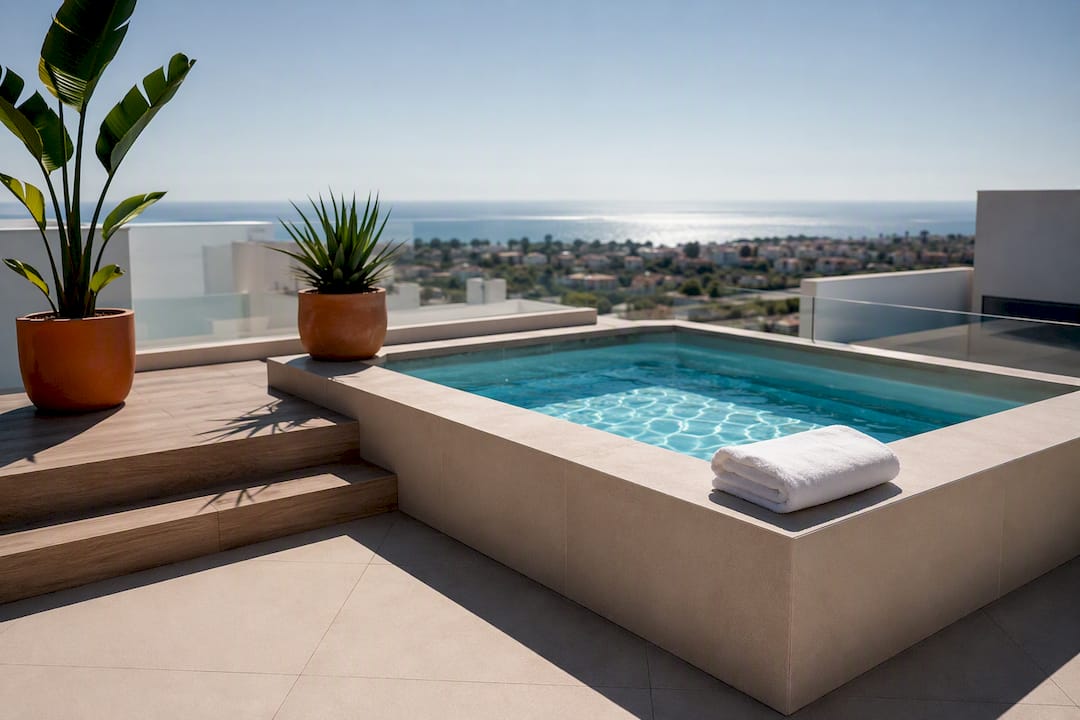 Rooftop solarium with private plunge pool