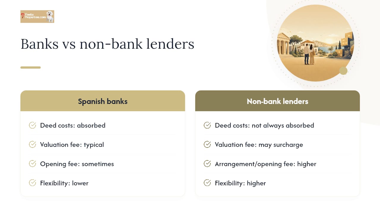 Spanish bank and non-bank fee comparison