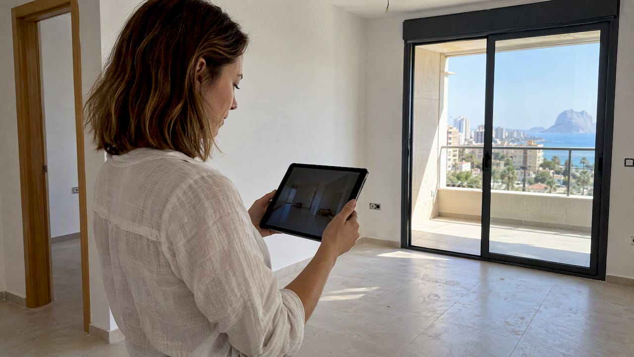 Buyer watching daylight property walkthrough video