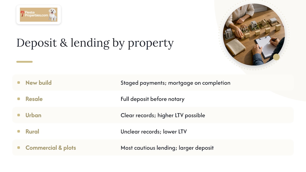 Comparison of Spanish property deposit requirements